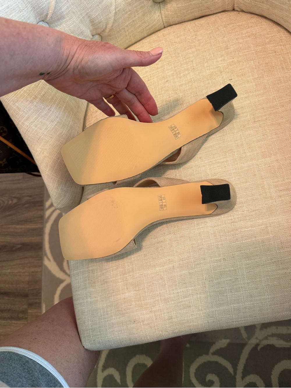 Taupe Suede Slide kitten heels - Picture 2 of 3